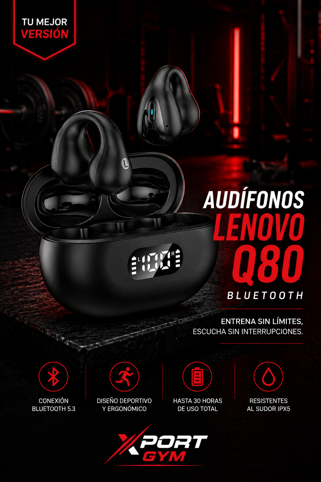 Audífonos Lenovo Q80 Bluetooth deportivos