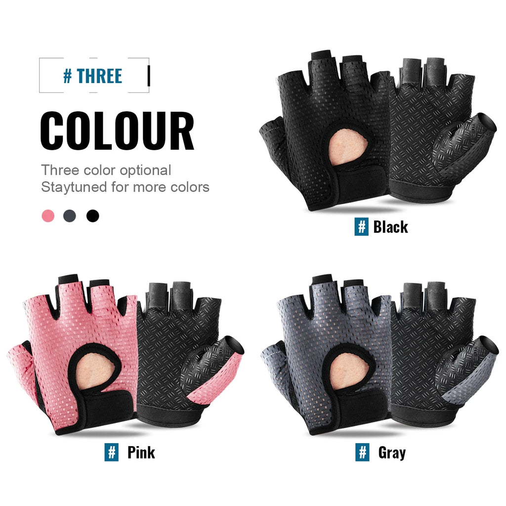 Guantes de Gimnasio para Mujer — Medio Dedo, Transpirables y Antideslizantes