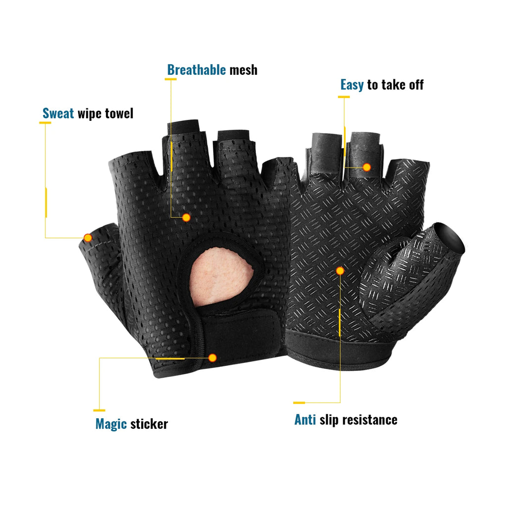 Guantes de Gimnasio para Mujer — Medio Dedo, Transpirables y Antideslizantes