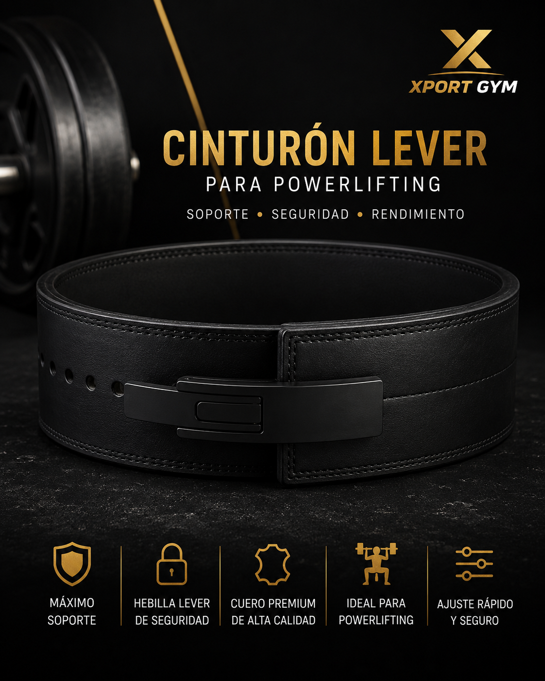 Cinturón Lever para Powerlifting | Ajuste Rápido, Máximo Soporte
